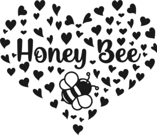 Honey bee, heart made of hearts clipart image - free svg file for members