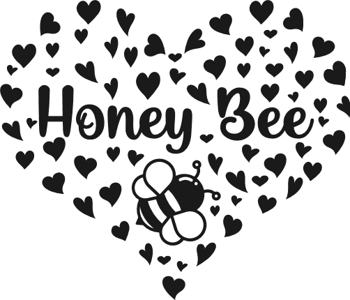 Honey bee, heart made of hearts clipart image - free svg file for