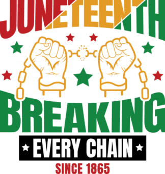 Juneteenth breaking every chain since 1865, hands with broken handcuff - free svg file for members