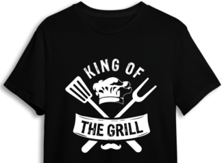 King of the grill, chef hat, fork and spatula, dad bbq apron design - free svg file for members