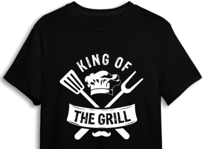King of the grill, chef hat, fork and spatula, dad bbq apron design - free svg file for members