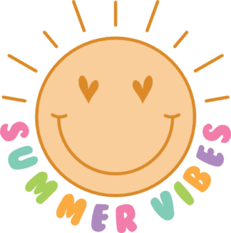 Summer vibes, smiley emoji, cute girly vacay t shirt design - free svg file for members