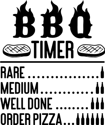 BBQ timer, rare, medium, well done, order pizza, funny apron