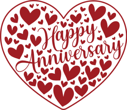 Happy anniversary, heart made of hearts, wedding anniversary gift - free svg file for members