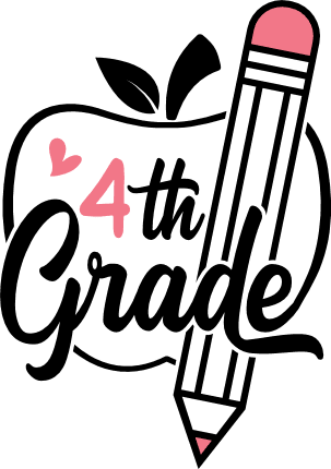 Kids tshirt design, 4th grade, apple and pencil, back to school - free svg file for members