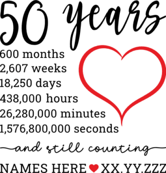 50 years and still counting, personalized wedding anniversary gift - free svg file for members
