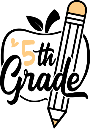 5th grade, apple and pencil, Kids tshirt design, back to school - free ...
