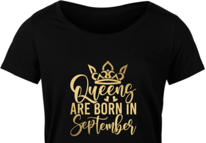 Queens are born in September, Golden Png For Sublimation, birthday girl tshirt design - free svg file for members