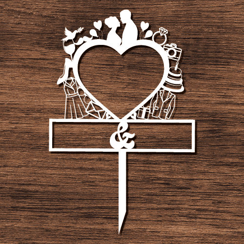 Decorated Heart, Personalized Cake topper, Wedding Anniversary - free svg file for members