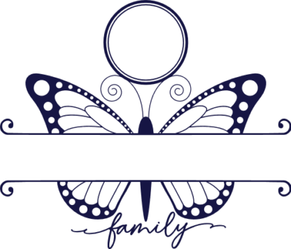 Butterfly split monogram frame, Personalized family name - free svg file for members