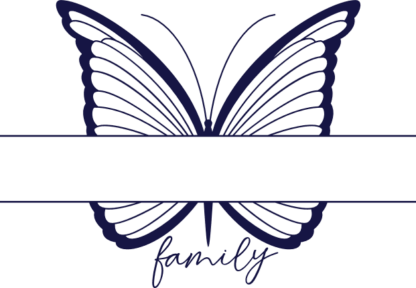 Butterfly split monogram frame, Personalized family name - free svg file for members