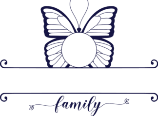 Personalized family name, Butterfly split monogram frame - free svg file for members