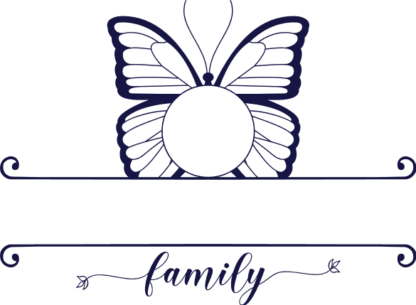 Personalized family name, Butterfly split monogram frame - free svg file for members