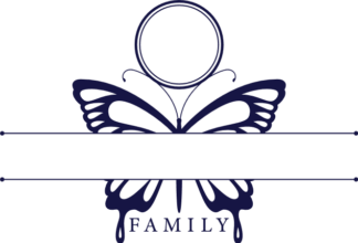 Family name, Butterfly Split monogram frame, home decoration - free svg file for members