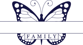 Butterfly split monogram frame, custom family name - free svg file for members