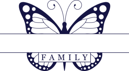 Butterfly split monogram frame, custom family name - free svg file for members