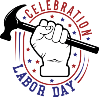Labor day celebration, hand holding hammer, t shirt design - free svg file for members