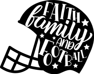 American football helmet silhouette, Faith, family and football - free svg file for members