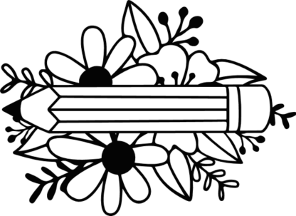 Floral pencil clipart image, school supplies decoration - free svg file for members