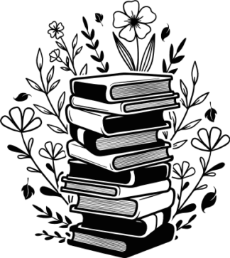 Stack of books and flowers clipart image - free svg file for members