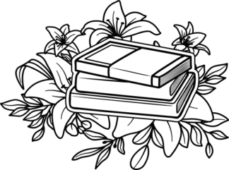 Pile of books and flowers clipart image - free svg file for members