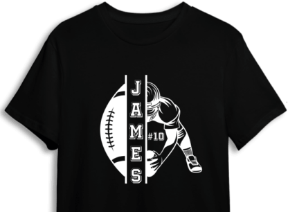 American football tshirt design, Half ball, half player, custom name - free svg file for members