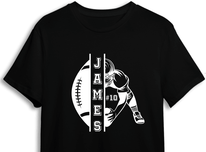 American football tshirt design, Half ball, half player, custom name - free  svg file for members - SVG Heart