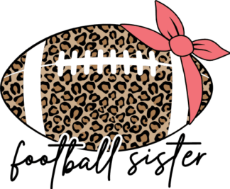 Football sister, American football ball with headband, leopard skin design - free svg file for members