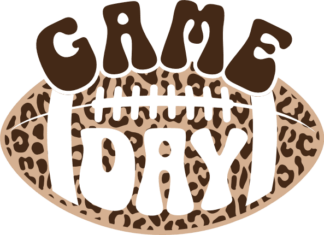 American football ball clipart image, Game day, Leopard skin, tshirt design - free svg file for members