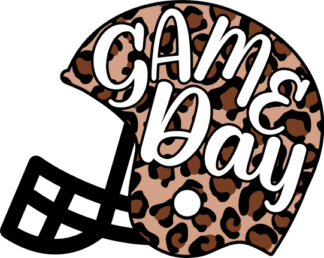Game day, American football helmet clipart image, leopard skin design - free svg file for members