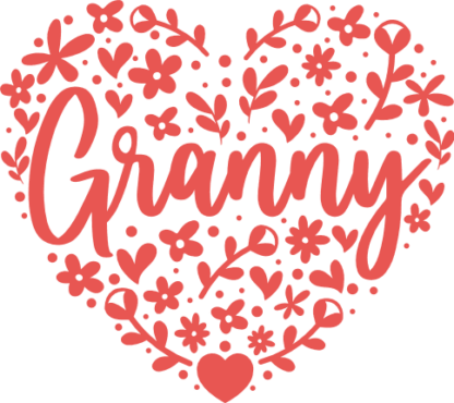Granny, heart made of flowers, mothers day gift for grandmom - free svg file for members