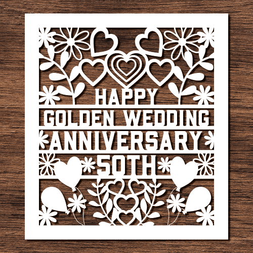 Happy golden 50th wedding anniversary, card, gift for parents - free svg file for members