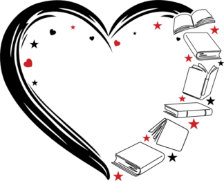 Heart with books clipart image, gift for books lover - free svg file for members
