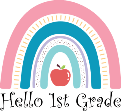 Hello 1st grade, rainbow design, Back to School kids tshirt design - free svg file for members