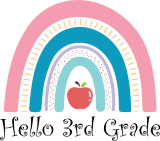 Hello 3rd grade, rainbow design, Back to school kids tshirt design - free svg file for members