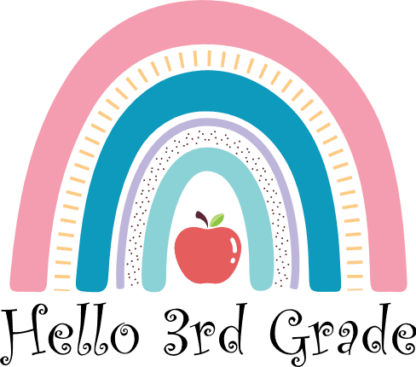Hello 3rd grade, rainbow design, Back to school kids tshirt design - free svg file for members