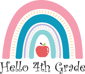 Back to school kids tshirt design, Hello 4th grade, rainbow design - free svg file for members