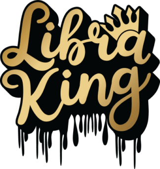 Libra king, drippy design, golden png for sublimation, birthday tshirt design - free svg file for members