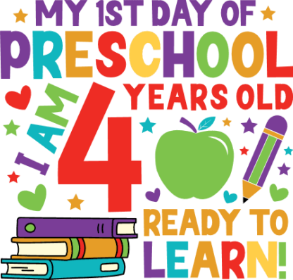 My 1st day of preschool, ready to learn, kids tshirt design - free svg file for members