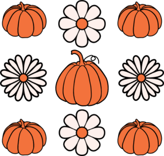Pumpkins and daisy flowers, clipart images, fall decor - free svg file for members