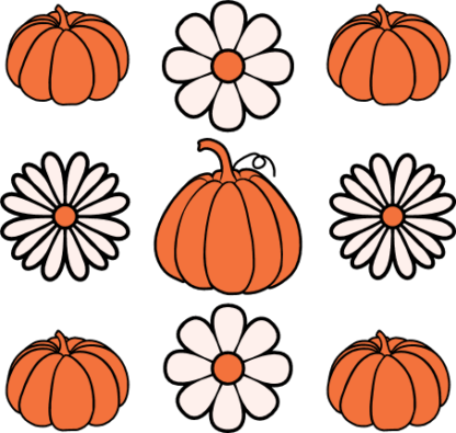 Pumpkins and daisy flowers, clipart images, fall decor - free svg file for members