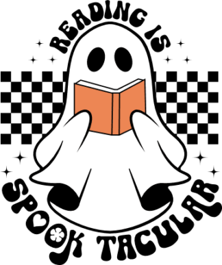 Reading is spooktacular, ghost reading book, gift for books lover - free svg file for members