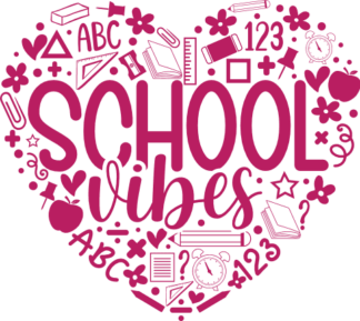 School vibes, heart made of objects, kids tshirt design - free svg file for members