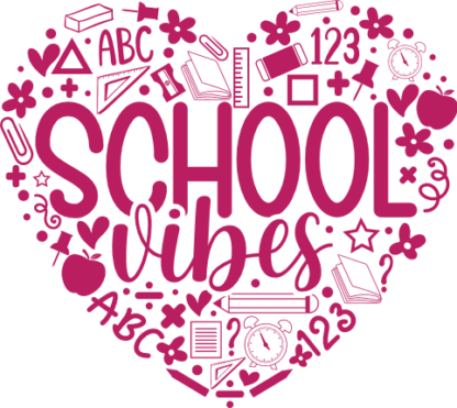 School vibes, heart made of objects, kids tshirt design - free svg file for members
