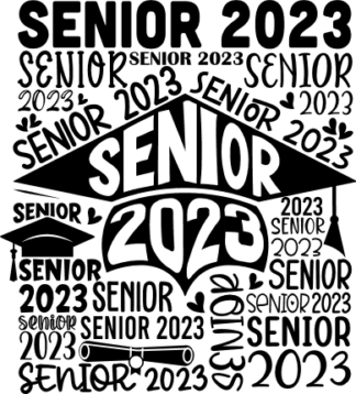 Senior 2023, stacked words, graduation tshirt design - free svg file for members