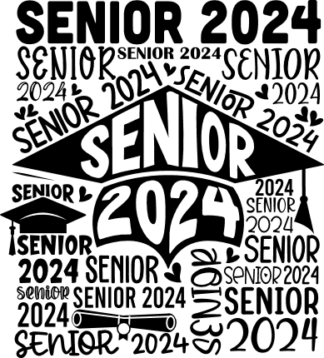 Senior 2024, repeated words, graduation t-shirt design - free svg file for members