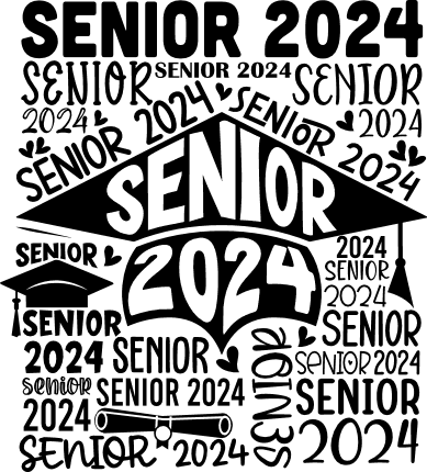 Senior 2024, repeated words, graduation t-shirt design - free svg file ...
