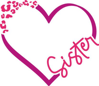 Sister sign, heart text frame, leopard skin design, gift for sister - free svg file for members