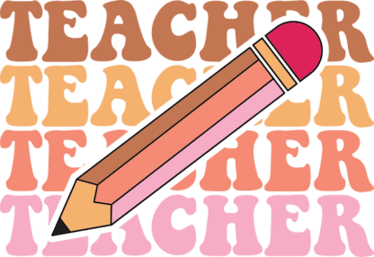 Teacher, echo stacked text, pencil, t-shirt design for teacher - free svg file for members