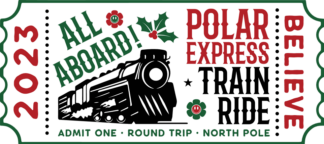 2023 all aboard, polar express train ride, Christmas ticket - free svg file for members